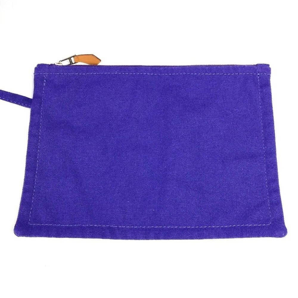 HERMES With porch Sac Baga GM Tote Bag Hand Bag Canvas blue - Picture 16 of 16